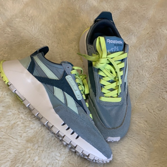 Reebok Shoes - Reebok Classic Sneakers in Blue and Neon Yellow